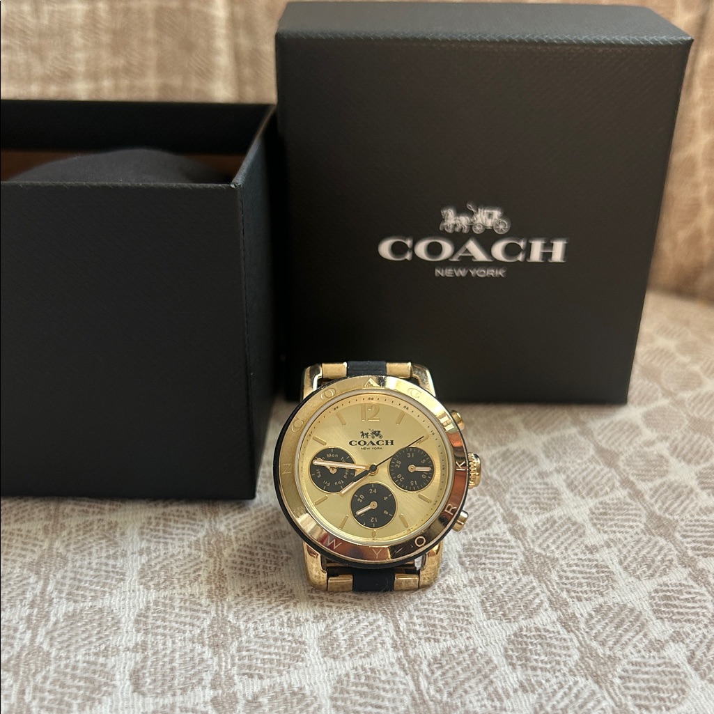 Coach Gold And Black Chronograph Watch